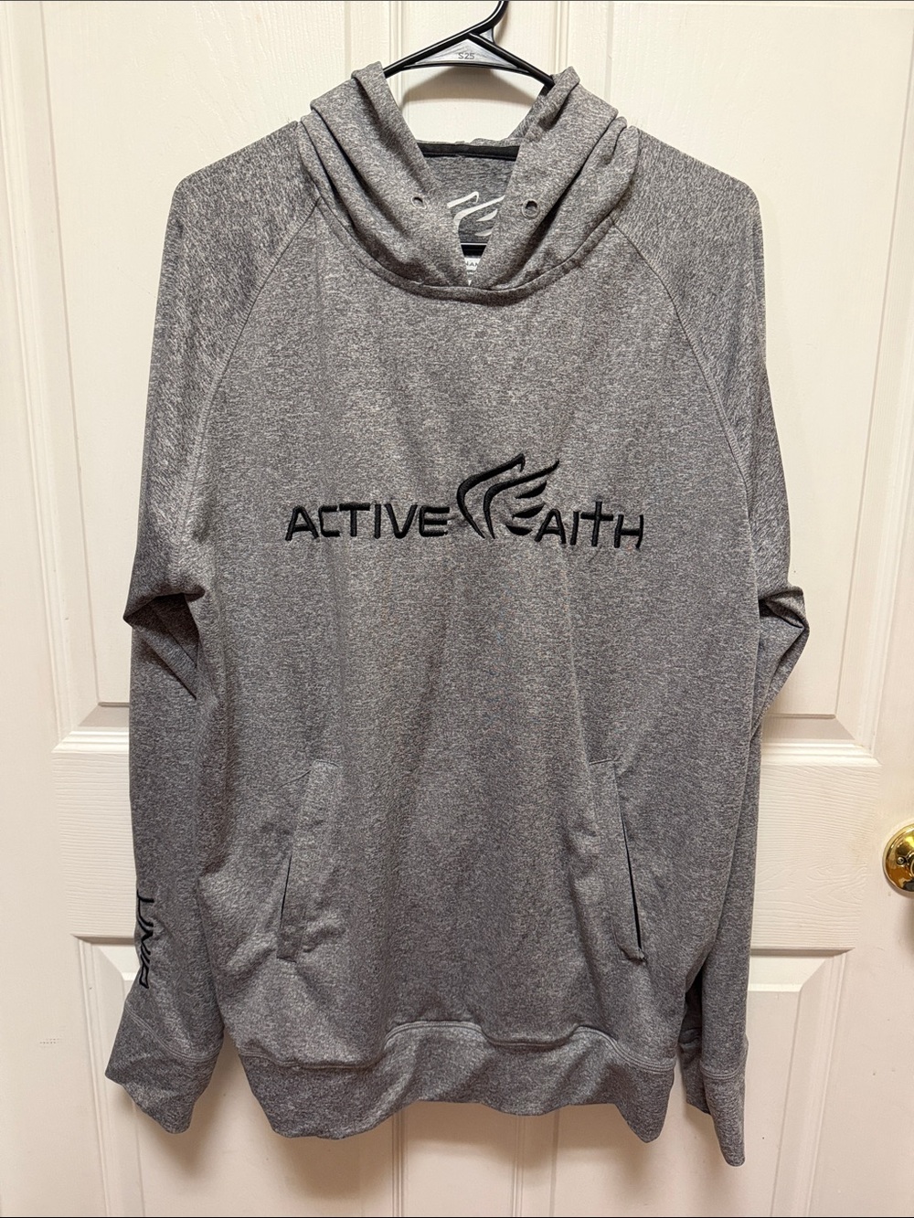 Active Faith Men's Gray Performance Hoodie, Size L